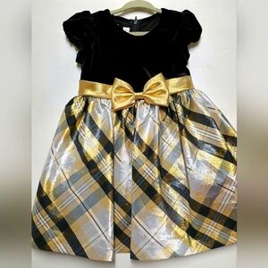 2T girls black white and gold dress
